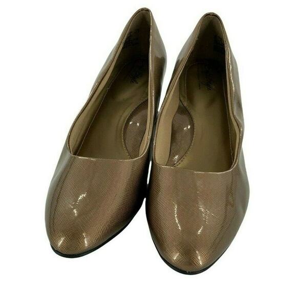 Soft Style Shoes Womens Size 10 Shine Faux Leather Round Toe Slip on Block Heels - Picture 4 of 8
